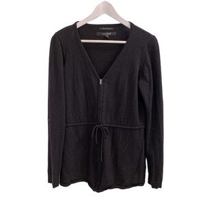 Coupe Collection Women’s Black Merino Wool Full Zip Sweater Cardigan Size Medium